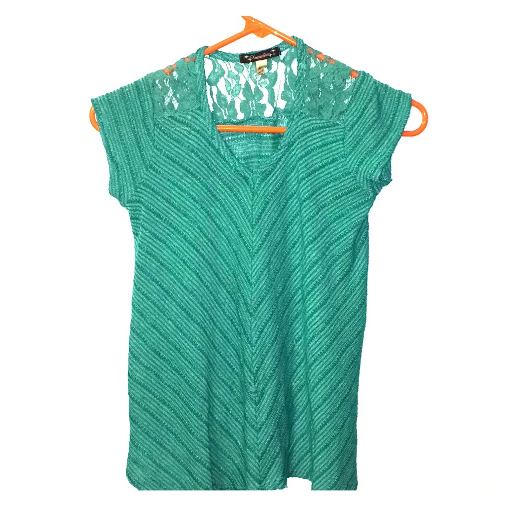 Girls Teal Floral Top